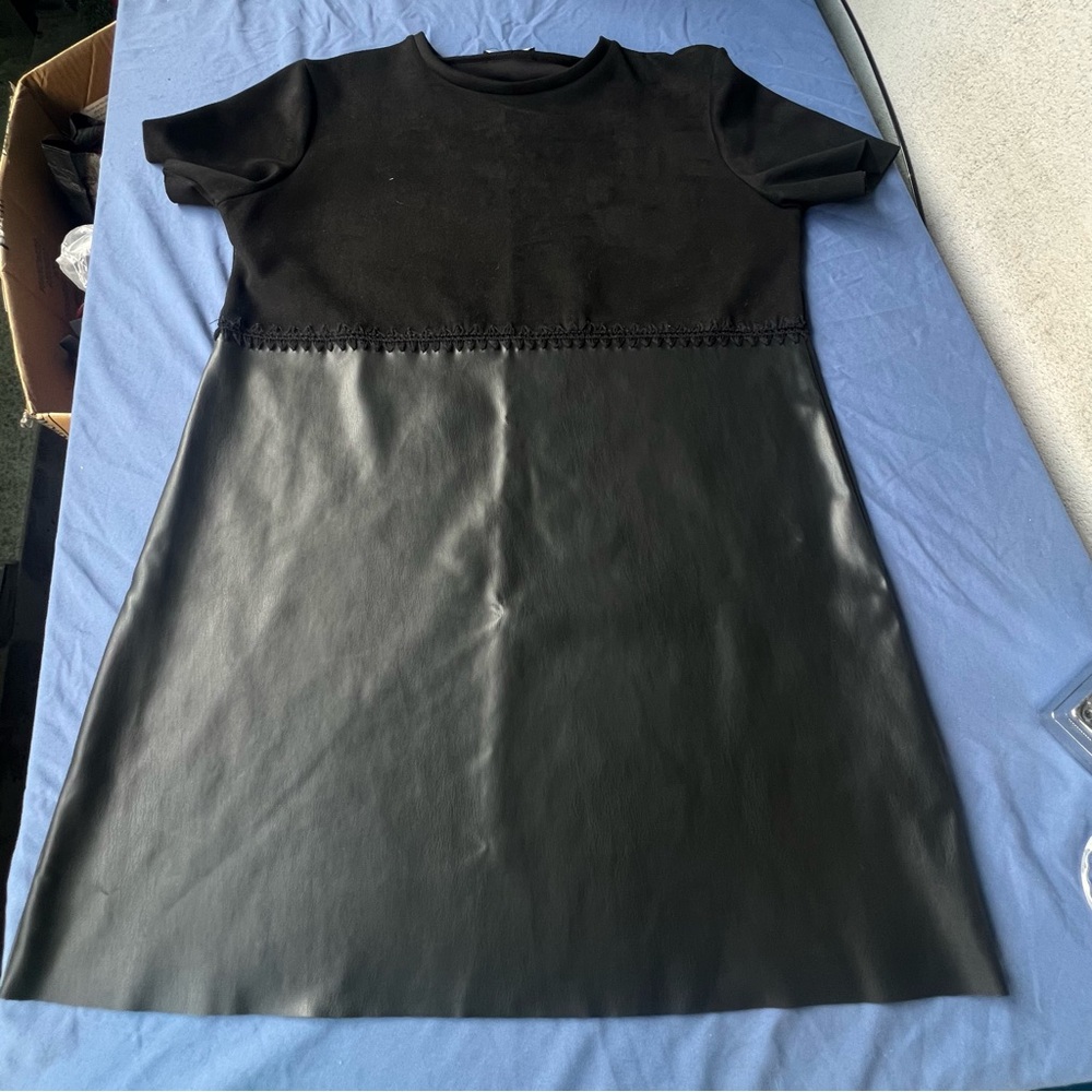Zara Black Faux Leather Mini Dress - Picture 1 of 10